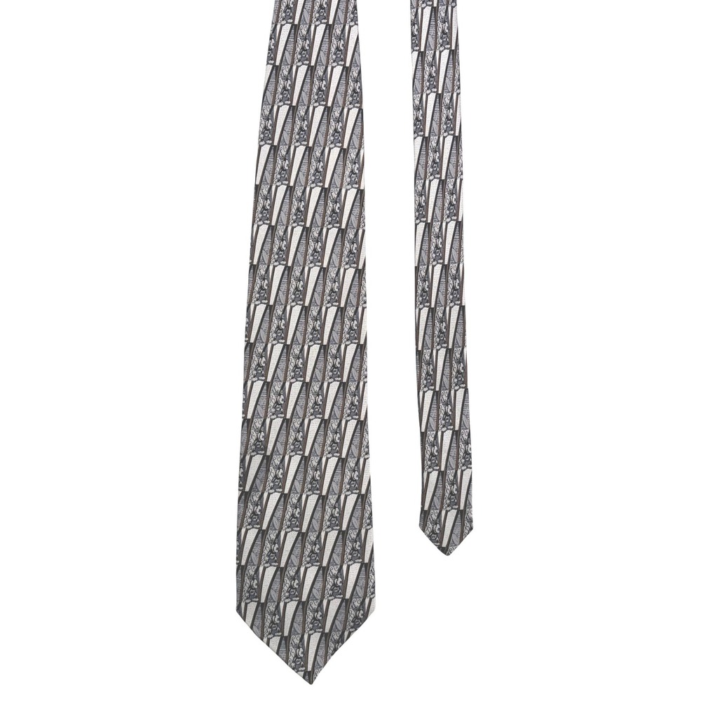 Walt Disney World Necktie One Size Silver‎ Grey Mickey Mouse Art Deco Silk Tie